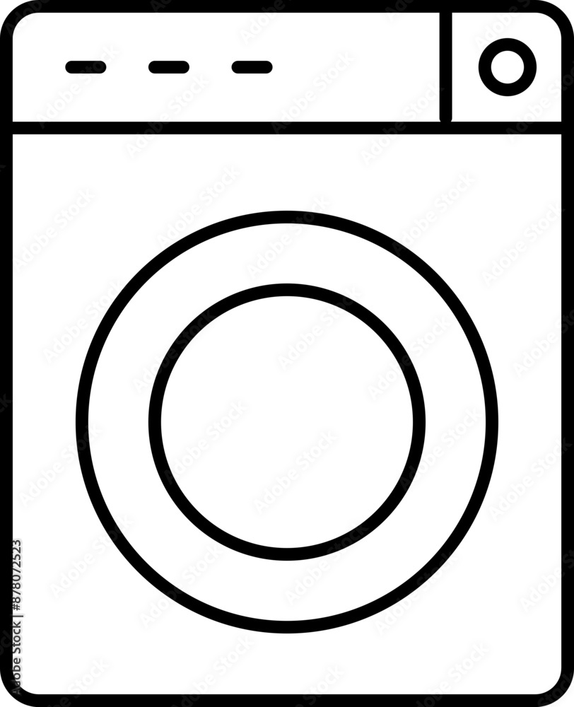 Washing machine icon in black line art. Washing machine icon in black line art.