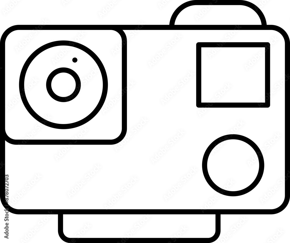 Action camera icon in black line art. Action camera icon in black line art.