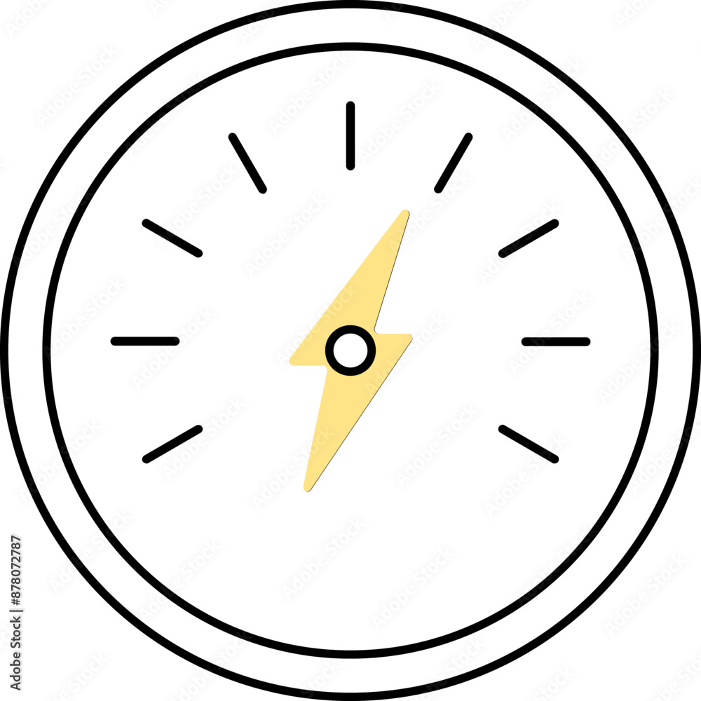 Round Voltmeter Icon in Flat Style. Round Voltmeter Icon in Flat Style.