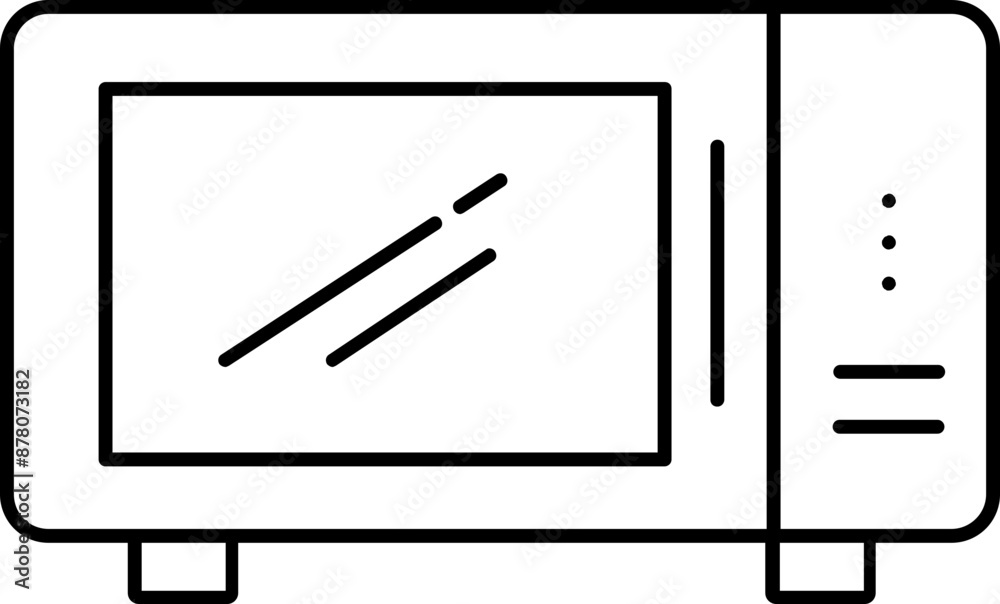 Flat Style Microwave Icon in Black Outline. Flat Style Microwave Icon in Black Outline.