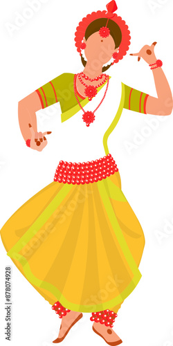 Indian woman dancing Kathak dance Vector illustration. photo