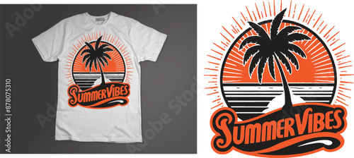 Creative T shirt design on Summer vibes Illustration vector .
