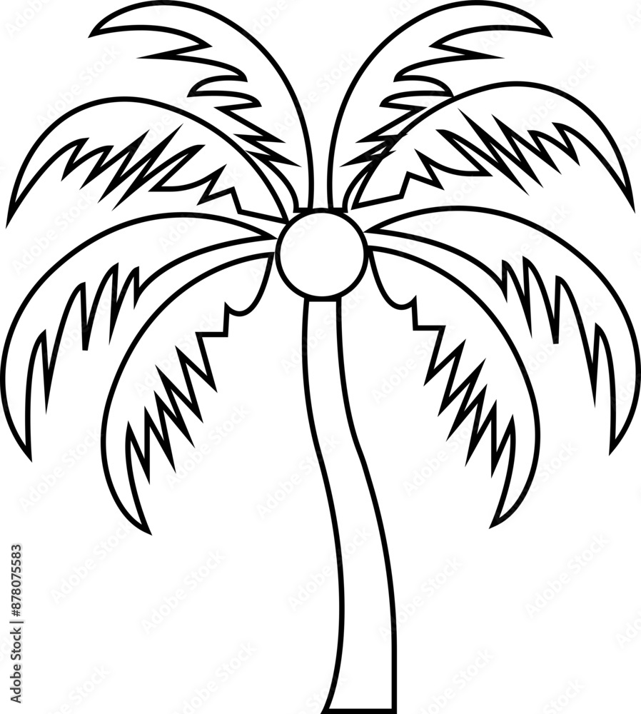 Tropical Black palm tree icon in Outline style. Palm silhouette for poster, banners and promotional item. Hand-drawn summer element, vector linear illustration isolated on transparent background. Tropical Black palm tree icon in Outline style. Palm silhouette for poster, banners and promotional item. Hand-drawn summer element, vector linear illustration isolated on transparent background.