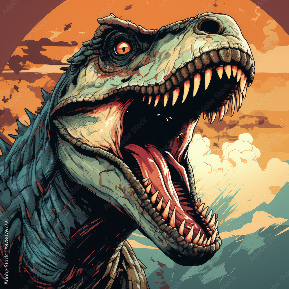 Naklejka premium Detailed Velociraptor Flat Vector Illustration in Digital Art