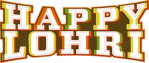 Sticker Style Happy Lohri Font Element.