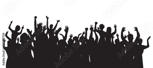 happy crowd people silhouette design illustration. crowd in concert.