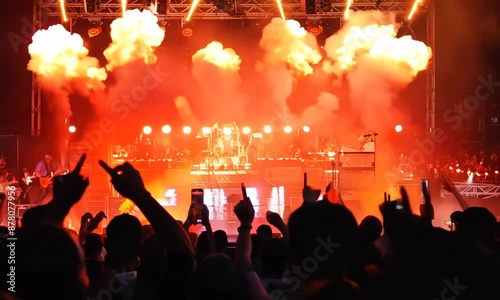 Wallpaper Mural Concert with pyrotechnics flames and hands in the air Torontodigital.ca