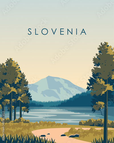 Slovenia travel poster, banner, postcard