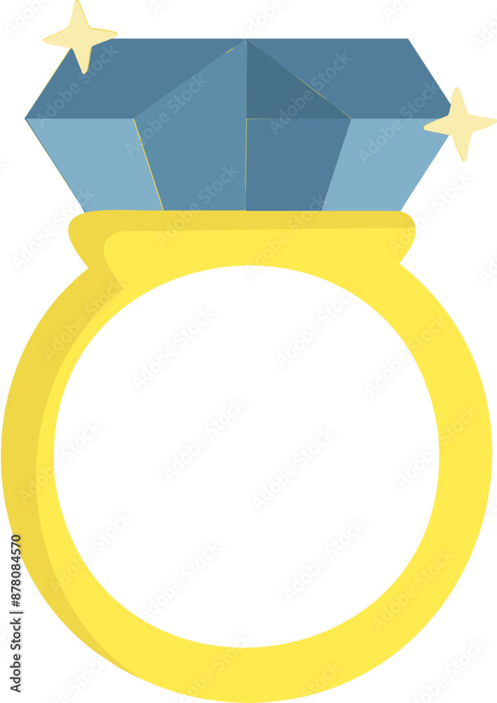 Isolated Diamond Ring Icon in Yellow and Blue Color. Isolated Diamond Ring Icon in Yellow and Blue Color.