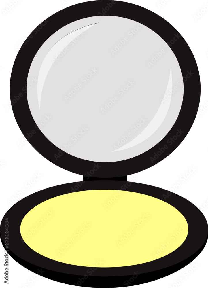 Compact Powder Icon in Grey and Yellow Color. Compact Powder Icon in Grey and Yellow Color.