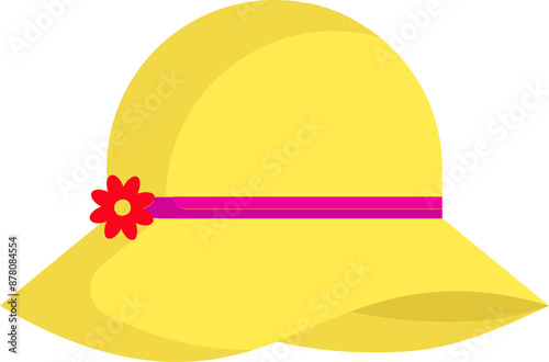 Female Hat Icon in Yellow Color.