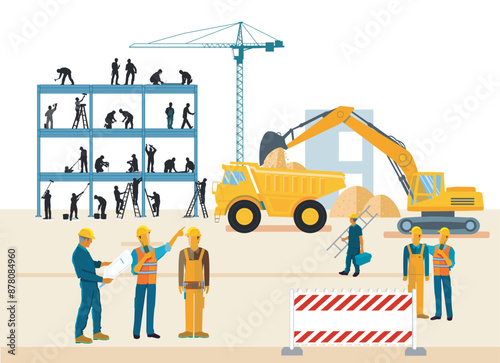 Bauarbeiter auf der Baustelle,  illustration