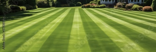 Striped Lawn in a Lush Garden