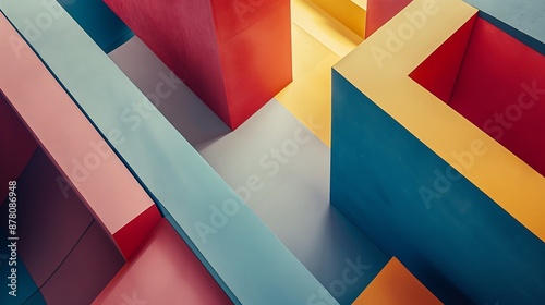 Abstract geometric background. Arrangement of objects. Overlay with shadow.