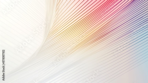 Abstract geometric lines in various colors on a white background.