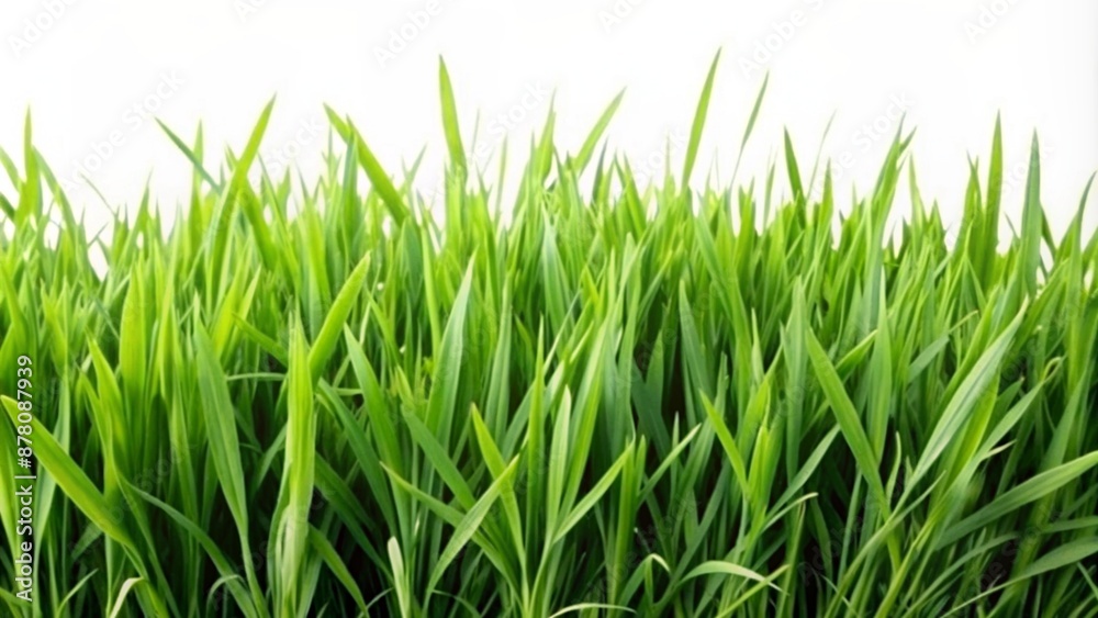 Lush green grass against a clean white background Lush green grass against a clean white background