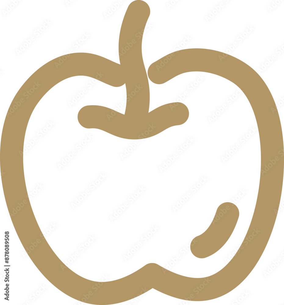 Fotografie Apple icon in brown line art.