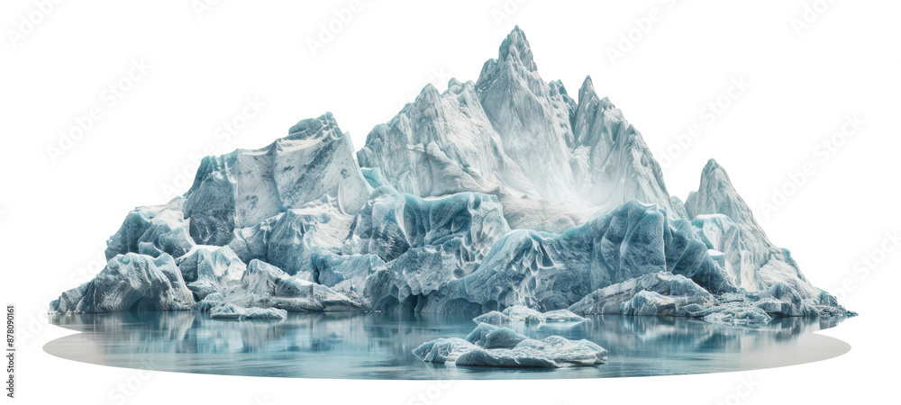 Obraz premium Large iceberg with tall peaks, cut out - stock png.