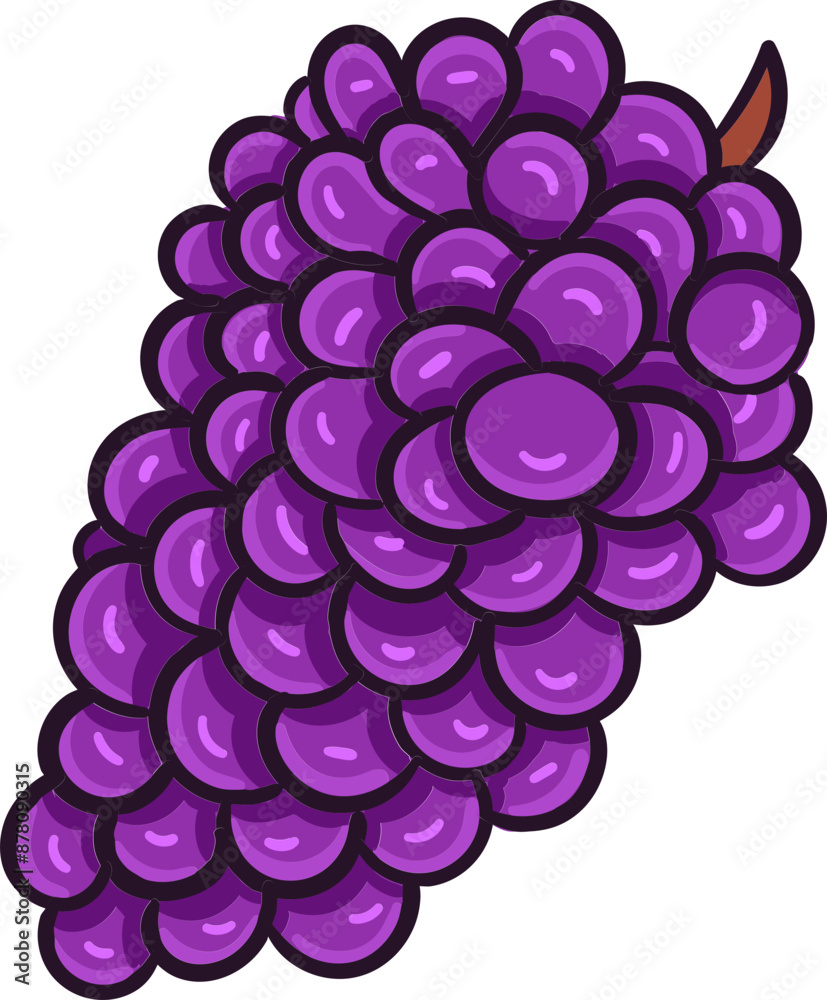 Purple Grapes Bunch Icon in Flat Style.