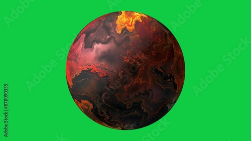 mysterious planet rotation seamless looping animation in green screen