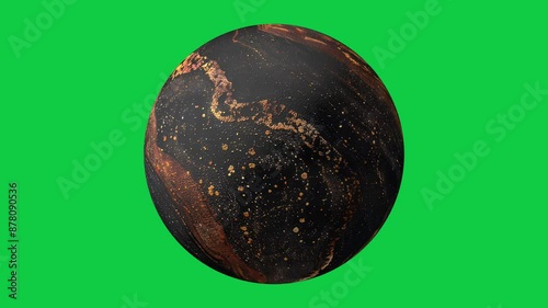mysterious planet rotation seamless looping animation in green screen