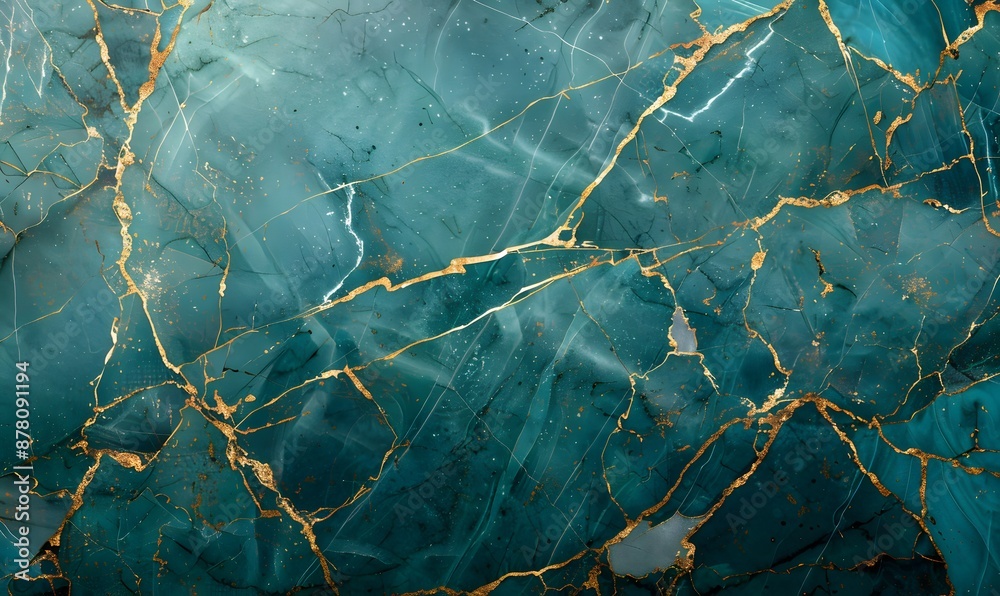 turquoise marble texture background with cracked gold details, Generative AI turquoise marble texture background with cracked gold details, Generative AI