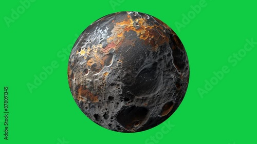 beautiful fantasy dark planet rotation seamless looping animation in green screen