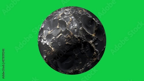 beautiful fantasy dark planet rotation seamless looping animation in green screen