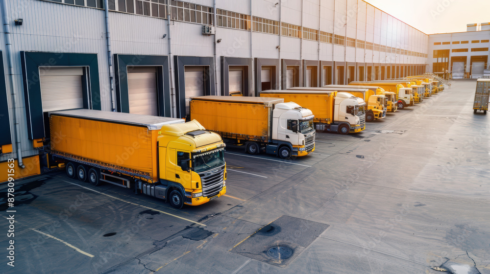 Fototapeta premium hangar logistique avec quais de déchargement pour camion semi-remorque