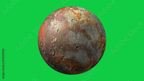 unknown rocks textured planet rotating on chroma key background
