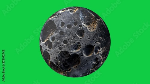 beautiful fantasy dark planet rotation seamless looping animation in green screen