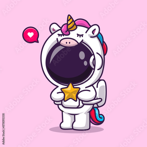 Cute Astronaut Wearing Unicorn Holding Star Cartoon Vector 
Icon Illustration Science Animal Icon Concept Isolated
Premium Vector. Flat Cartoon Style