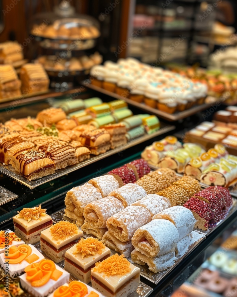 Assorted Arabic sweets and desserts beautifully arranged on a display tray Assorted Arabic sweets and desserts beautifully arranged on a display tray