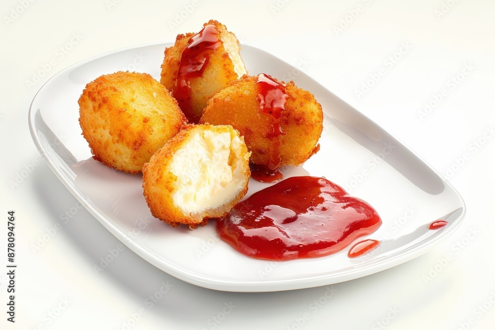 Delectable Deep-Fried Cheesecake Bites with Tangy Strawberry Sauce Delectable Deep-Fried Cheesecake Bites with Tangy Strawberry Sauce