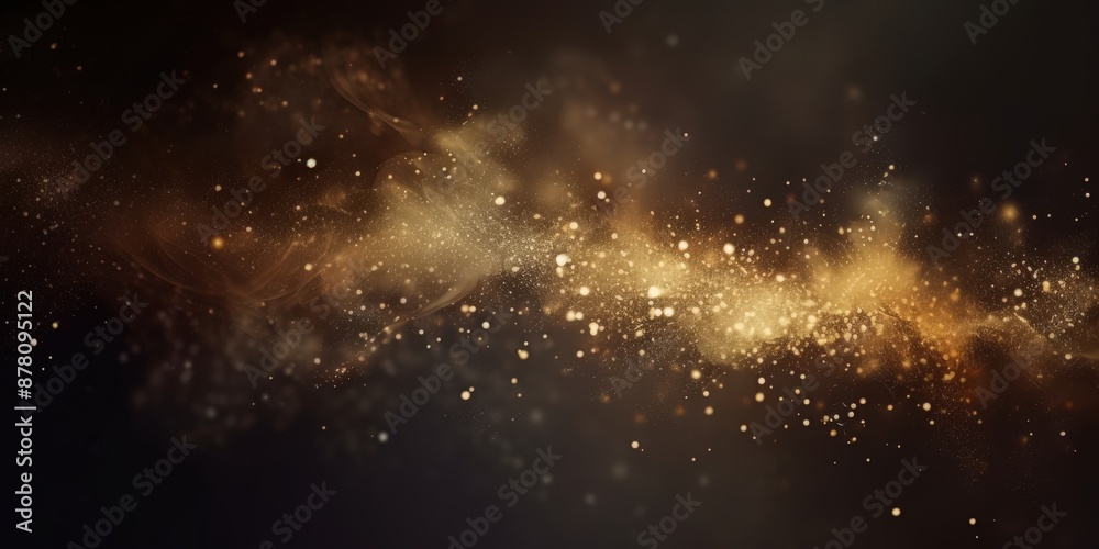 Abstract Golden Sparkles on Dark Background, gold and black. defocused, banner Abstract Golden Sparkles on Dark Background, gold and black. defocused, banner