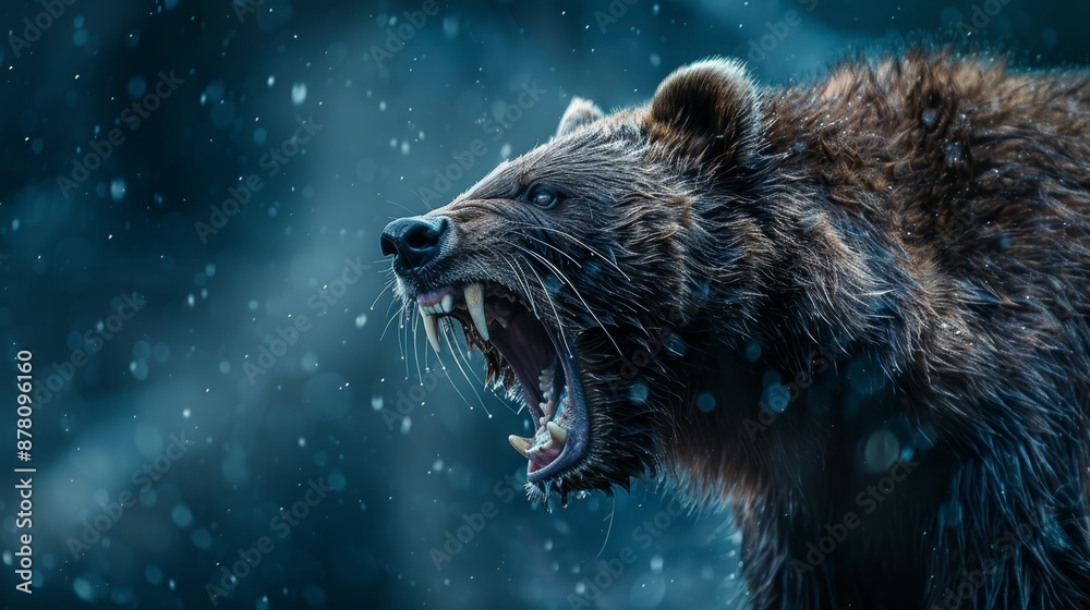 A bear with its mouth open, widely A bear with its mouth open, widely
