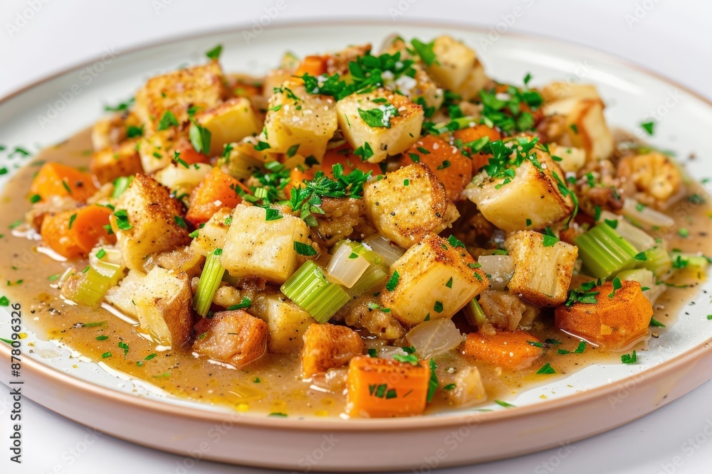 Exquisite Doctored Dressing with Rustic Charm and Delicate Cubes of Stuffing Mix Exquisite Doctored Dressing with Rustic Charm and Delicate Cubes of Stuffing Mix