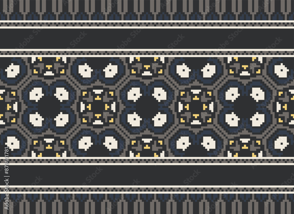 Fototapeta premium Tribal striped seamless pattern. Aztec geometric black-white background. Can be used in fabric design for clothes, accessories, decorative paper, wrapping,