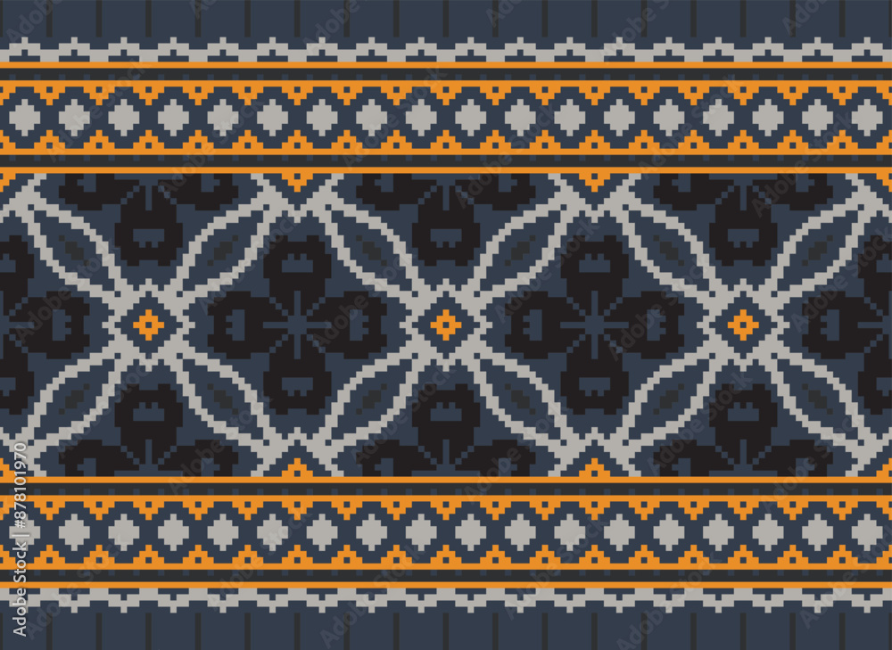 Fototapeta premium Tribal striped seamless pattern. Aztec geometric black-white background. Can be used in fabric design for clothes, accessories, decorative paper, wrapping,