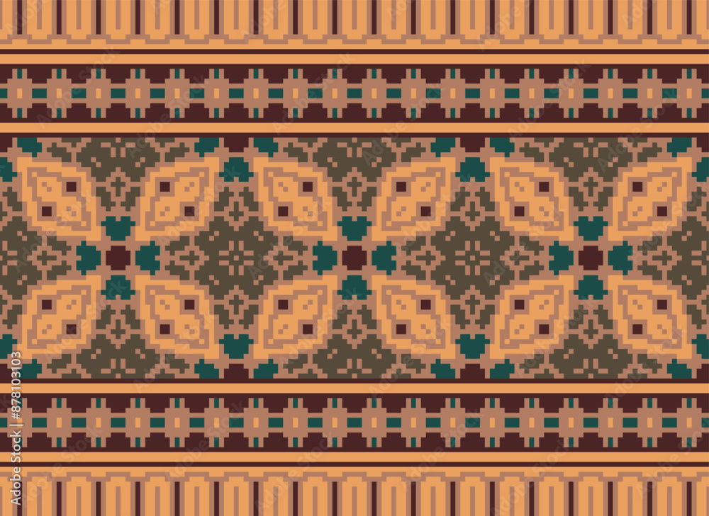 Obraz premium Tribal striped seamless pattern. Aztec geometric black-white background. Can be used in fabric design for clothes, accessories, decorative paper, wrapping,