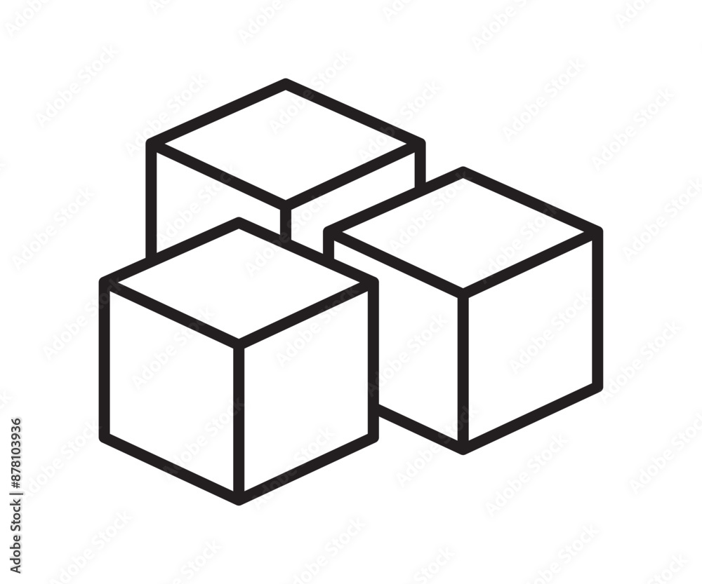 Three ice cubes or sugar cubes set flat vector icon for apps and websites, cube icon symbol with three blocks. cubic building icon, three sugar cubes icon Three ice cubes or sugar cubes set flat vector icon for apps and websites, cube icon symbol with three blocks. cubic building icon, three sugar cubes icon