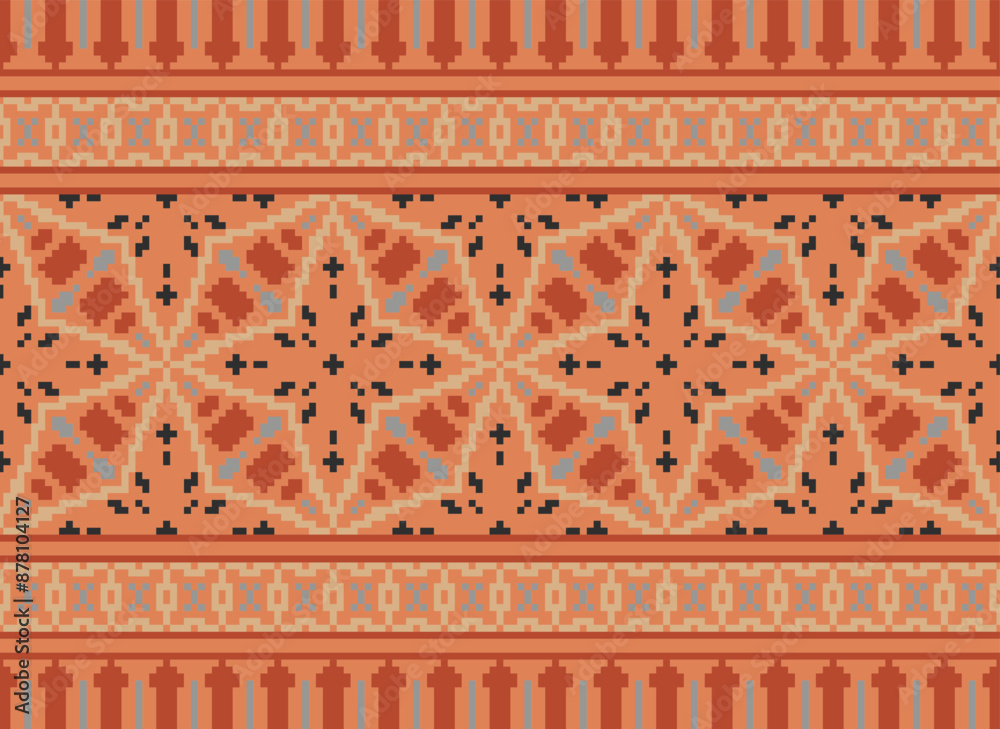 Obraz premium Wzór plemienny w paski bez szwu. Azteckie geometryczne czarno-białe tło. Może być stosowany w projektowaniu tkanin na ubrania, akcesoria, papier dekoracyjny, opakowania,