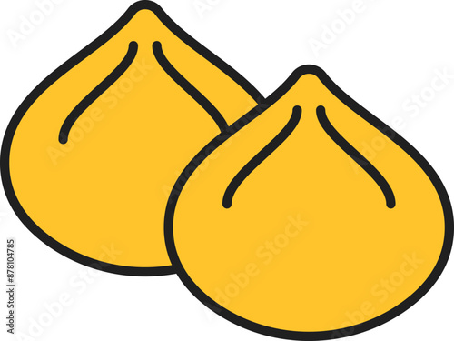 Mandu (Dumplings Dish) Icon In Yellow Color.