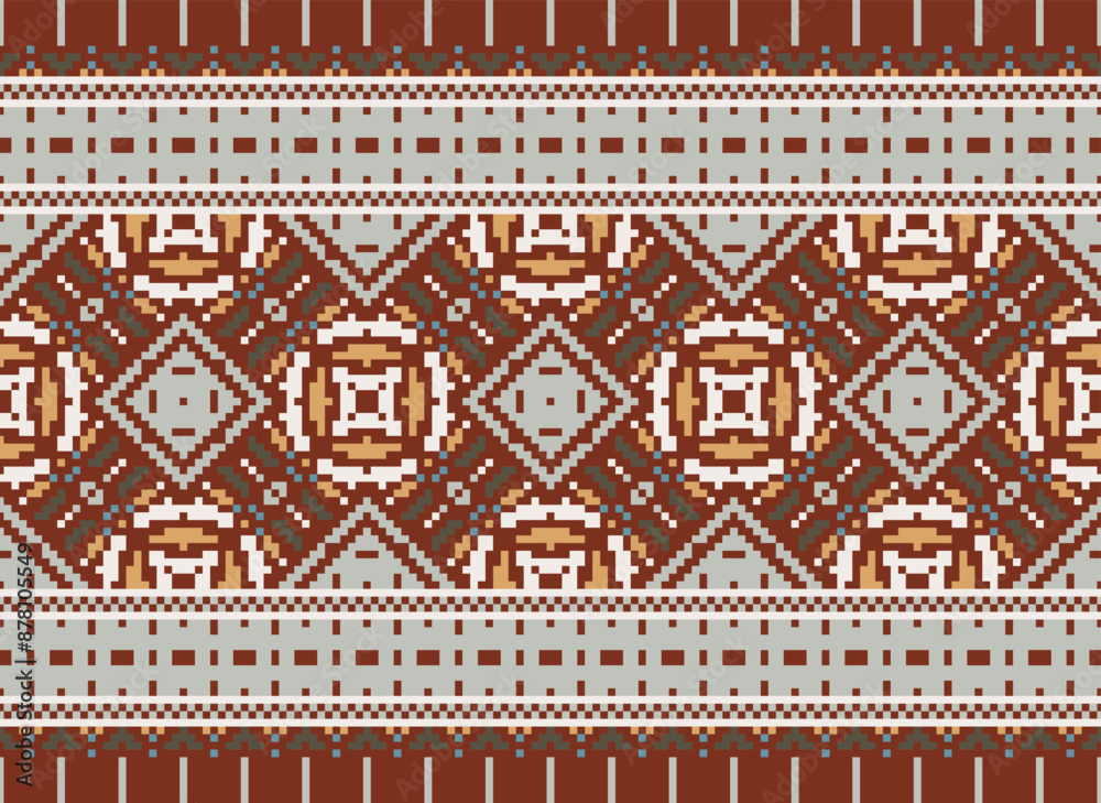 Fototapeta premium Tribal striped seamless pattern. Aztec geometric black-white background. Can be used in fabric design for clothes, accessories, decorative paper, wrapping,