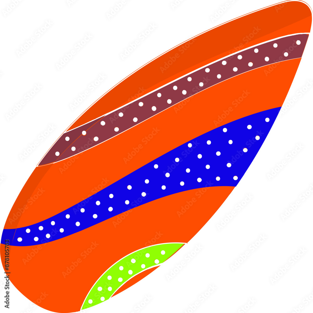 Colorful Surfboard Icon In Flat Style.