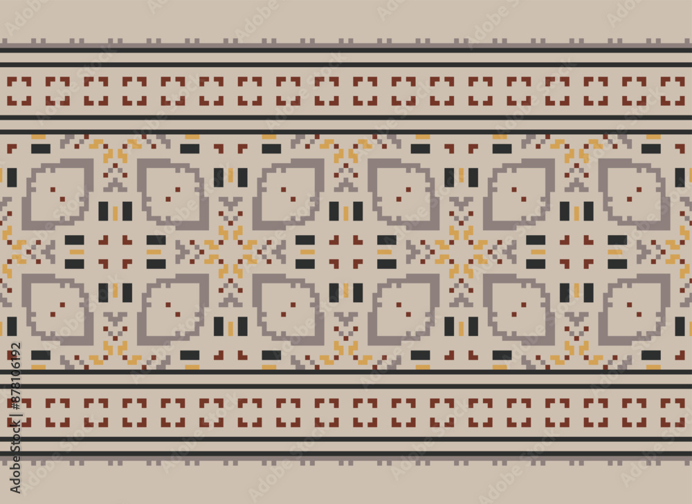 Fototapeta premium Tribal striped seamless pattern. Aztec geometric black-white background. Can be used in fabric design for clothes, accessories, decorative paper, wrapping,