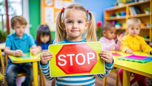 Preschool Safety Education with Stop Sign