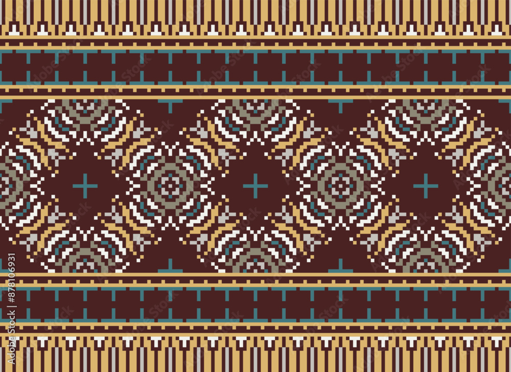 Obraz premium Tribal striped seamless pattern. Aztec geometric black-white background. Can be used in fabric design for clothes, accessories, decorative paper, wrapping,