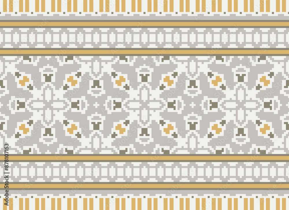 Obraz premium Tribal striped seamless pattern. Aztec geometric black-white background. Can be used in fabric design for clothes, accessories, decorative paper, wrapping,