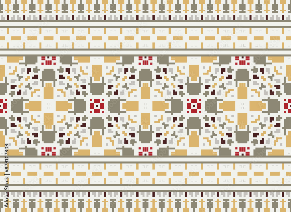 Obraz premium Tribal striped seamless pattern. Aztec geometric black-white background. Can be used in fabric design for clothes, accessories, decorative paper, wrapping,